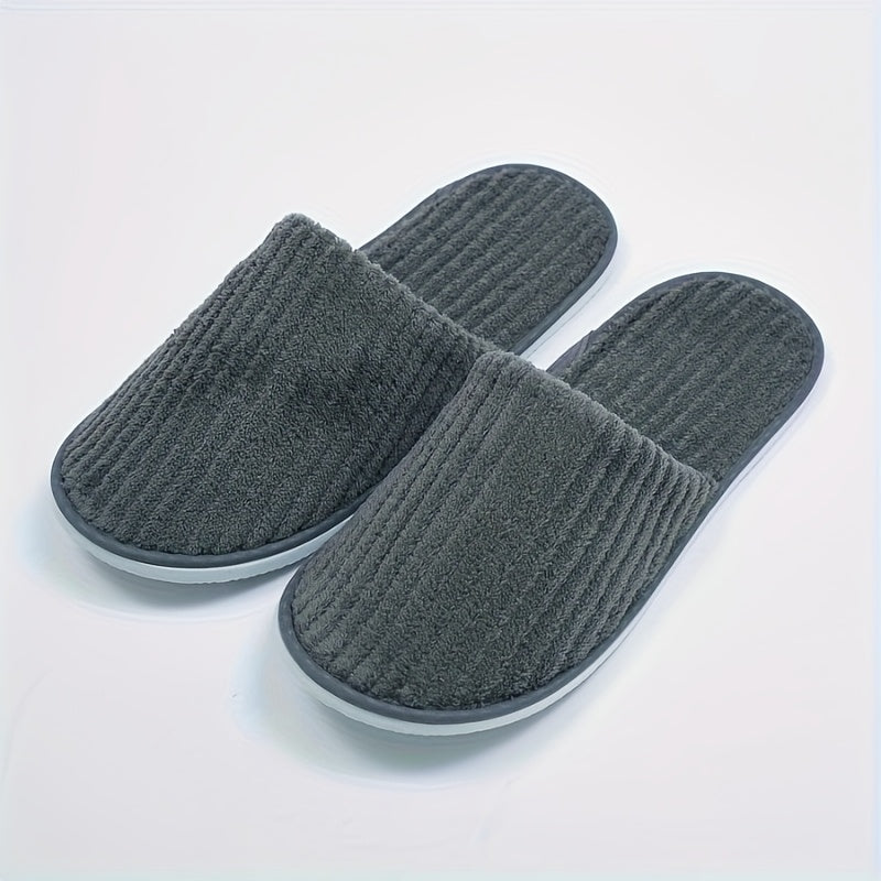 10 Pairs Unisex Striped Spa Slippers Soft Warm Non-Slip Hotel Travel