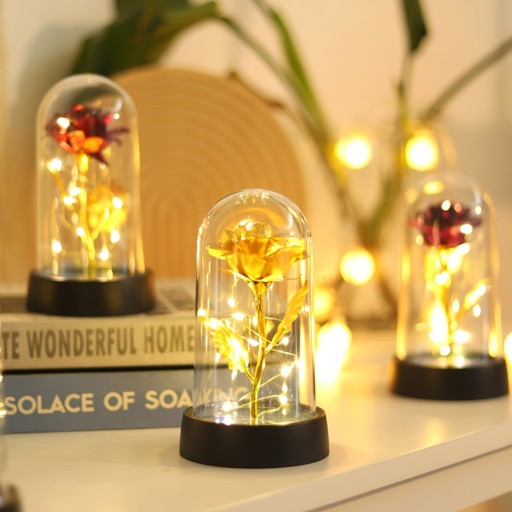 Golden Foil Rose Night Lamp Decorative Gift for Special Occasions