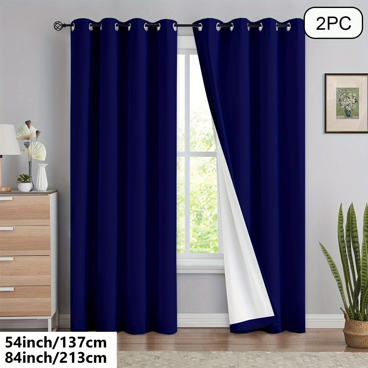 Blackout Curtains 54x84 Inches Off-White Grommet Full Blackout with White Lining