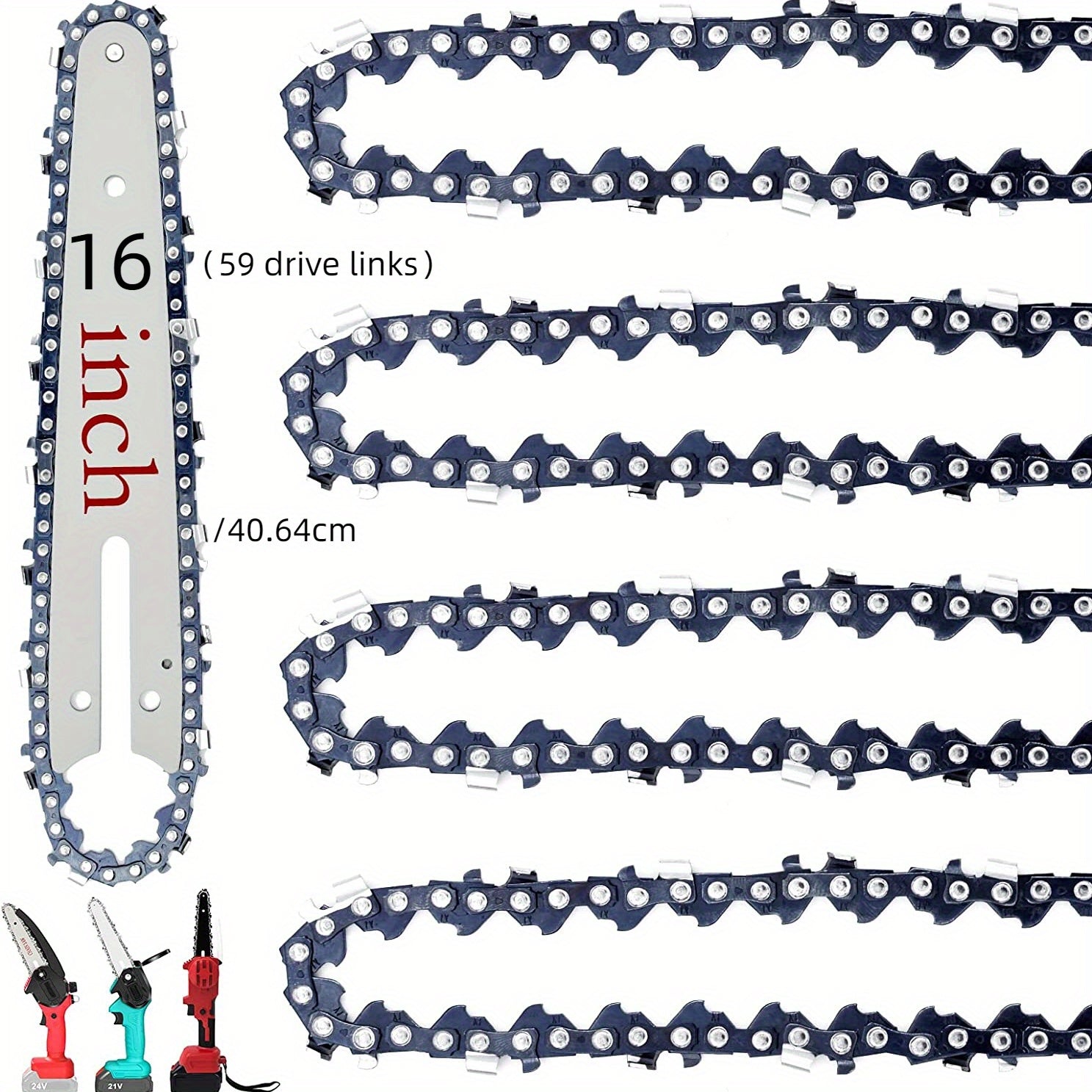 4 Pcs 15.24 cm Mini Chainsaw Replacement Chains for Cordless Electric Mini Chainsaws Woodworking DIY