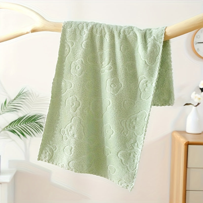 Juego de 4 toallas de mano suaves y absorbentes con diseño de oso y flor para baño y hogar
