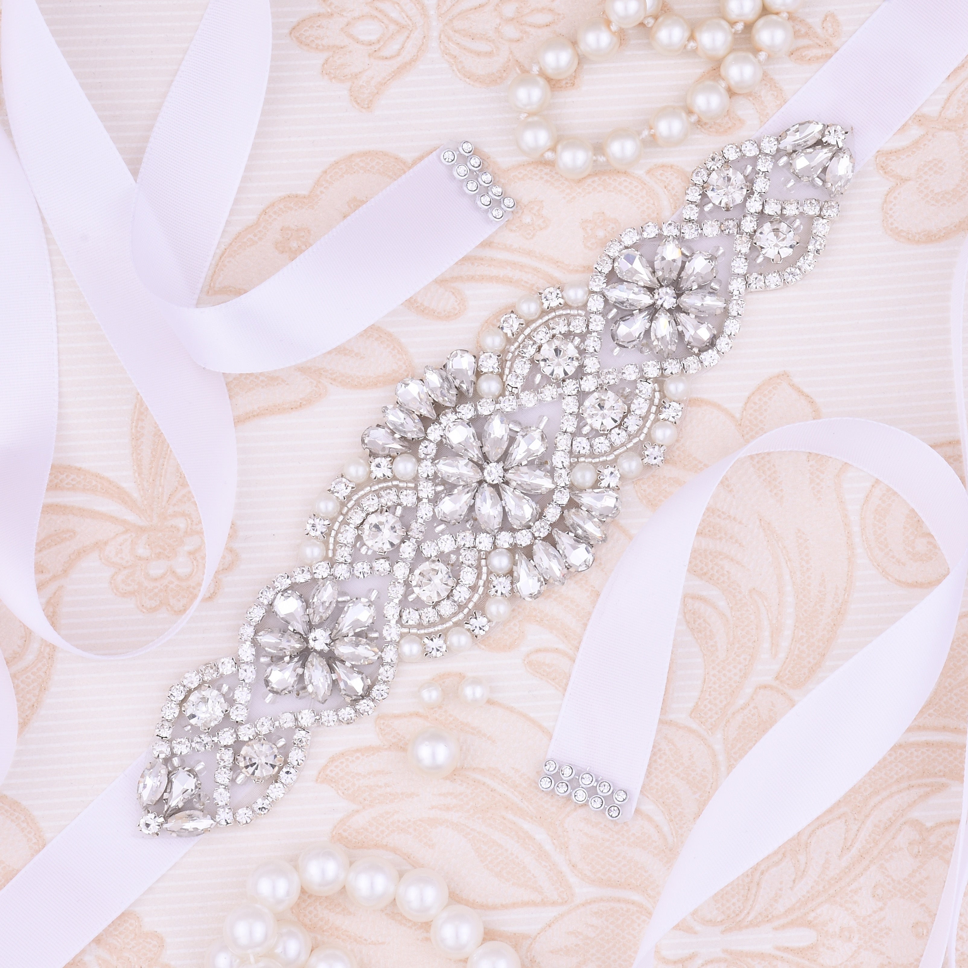 High-End Wedding Sash with Rhinestones for Bridal Dress and Ball Gown
