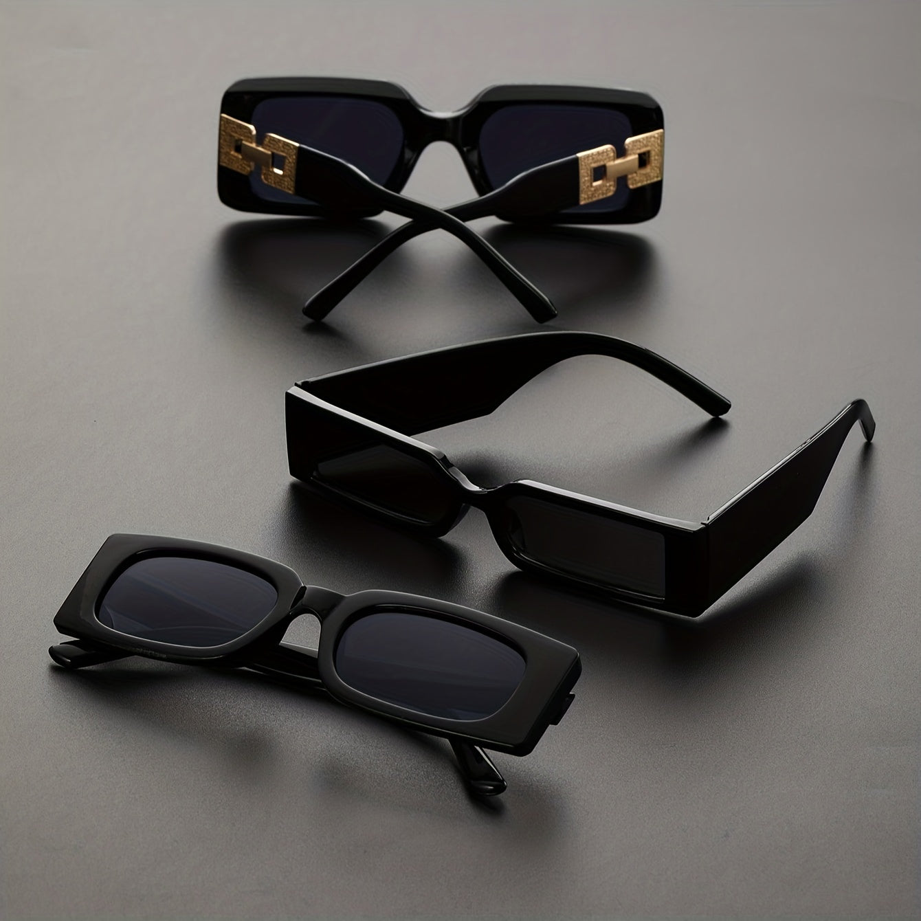 Erkaklar uchun kvadrat moda ko‘zoynaklar 3 ta to‘plam, bardoshli PC ramka, kundalik kiyim uchun qulay uslub