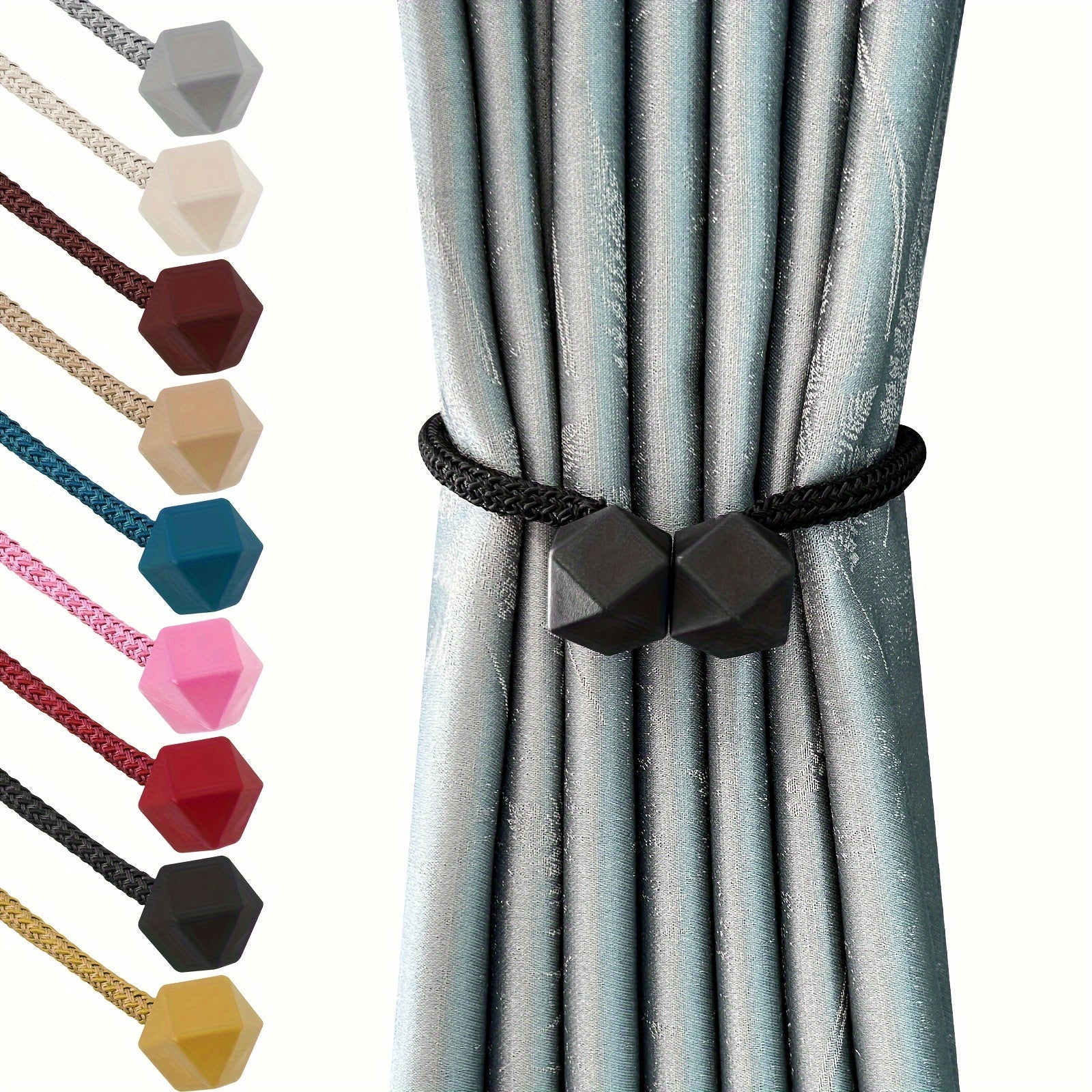 Magnetic Curtain Tiebacks with Thick Twist Rope and Strong Hold for Living Room and Home Decor