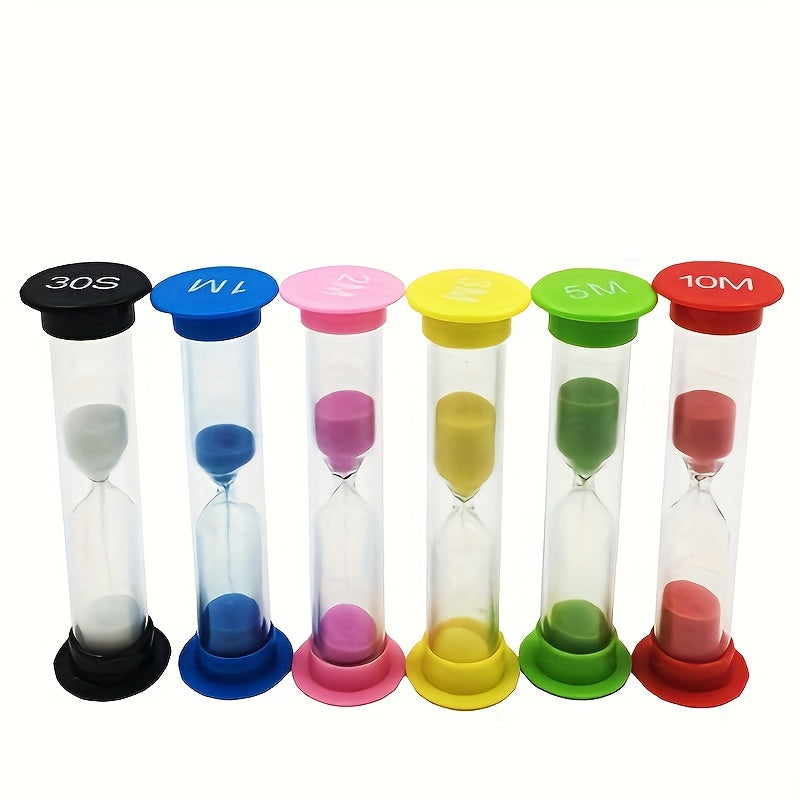 Set of 6 Colorful Toy Hourglasses for Classroom Games Drop-Proof Durable
