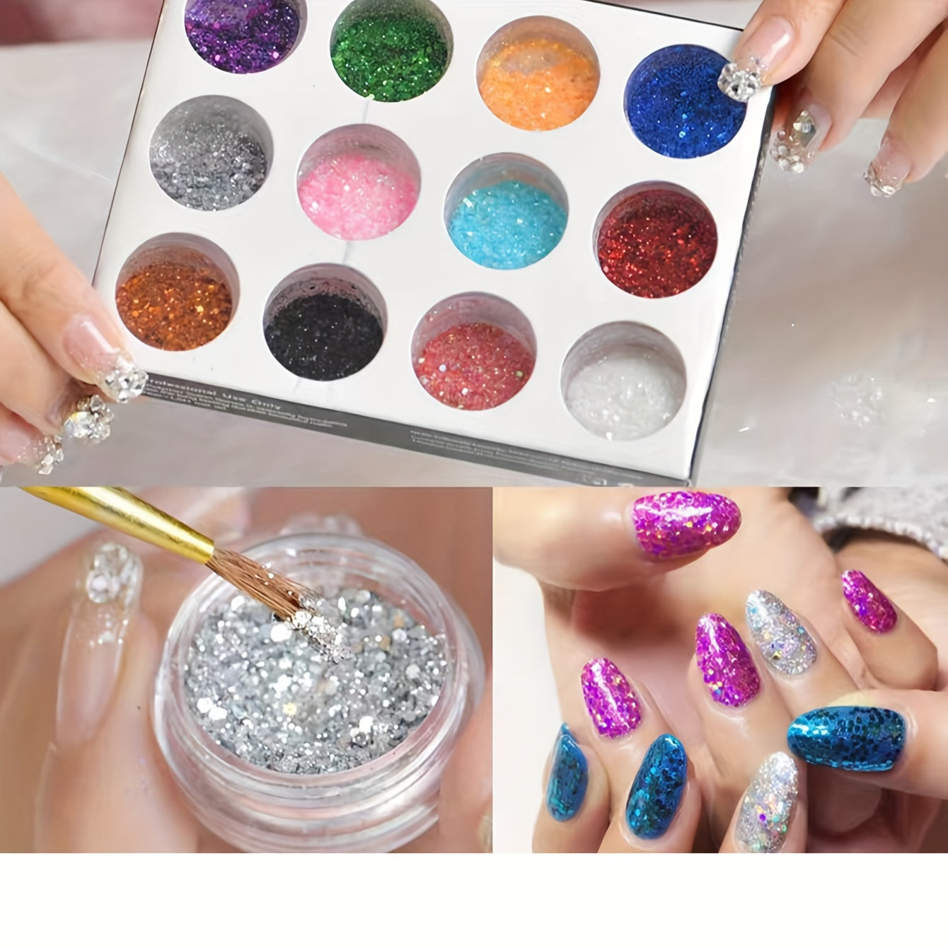 Acrylic Nail Kit for Beginners with Glitter Powders Extension Tools USB Lamp Manicure Set