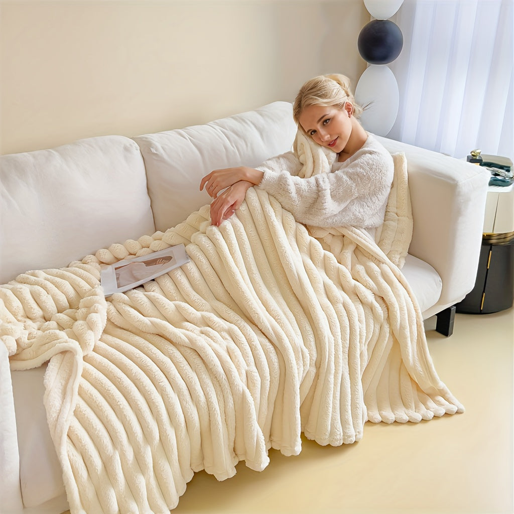 Многофункциональное однотонное одеяло - 1 шт., идеально подходит для поддержания тепла и уюта в любой комнате дома