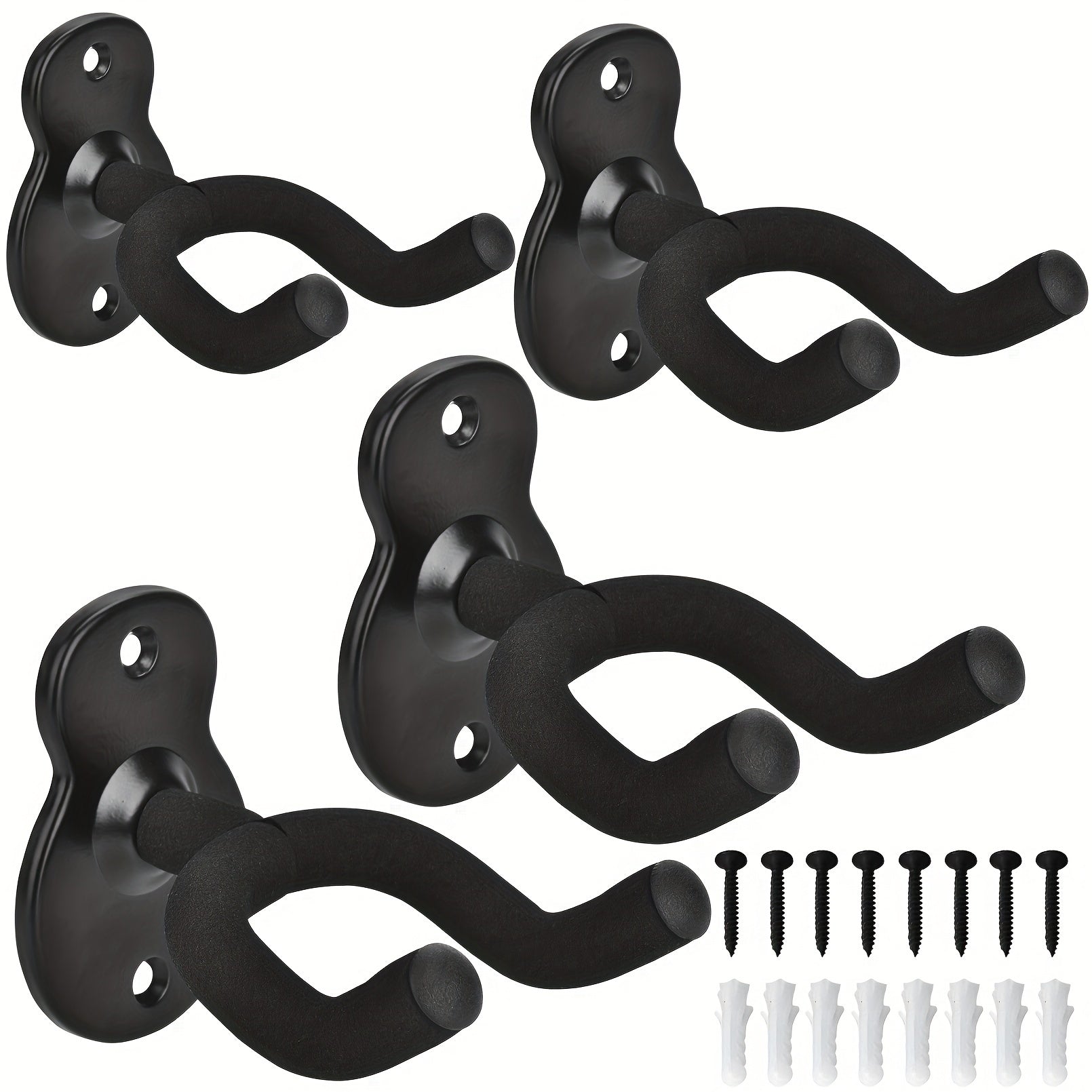 Wall Mounted Guitar Hooks Pack of 2 3 or 4 Black Iron Wall Mount for Folk Bass Electric Classical Guitars