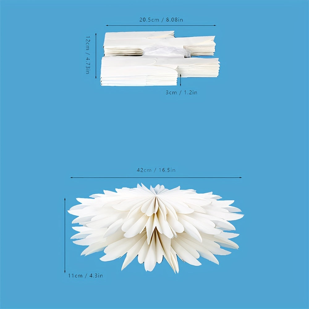 White 3D Paper Snowflake Ornament for Seasonal Home Decor with Hanging Cord