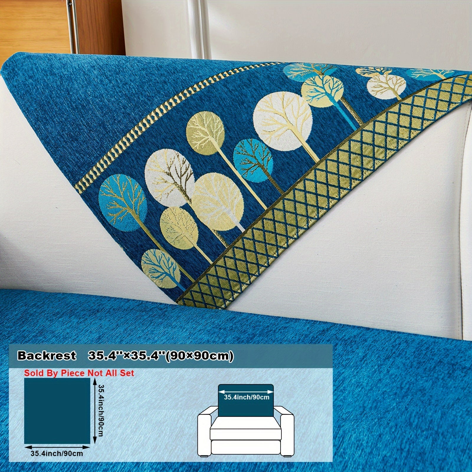 Boho Style Sofa Cushion with Moon and Tree Design Chenille All-Season Pet-Friendly Soft Modern