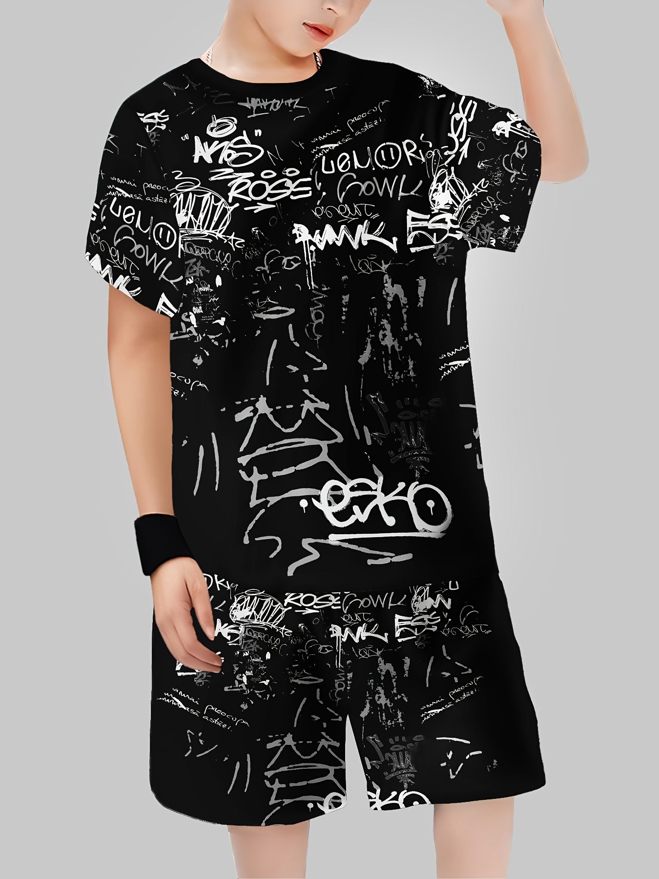 Kids' Boys 3D Printed T-Shirt and Shorts Set Casual Polyester Knit Spring Summer