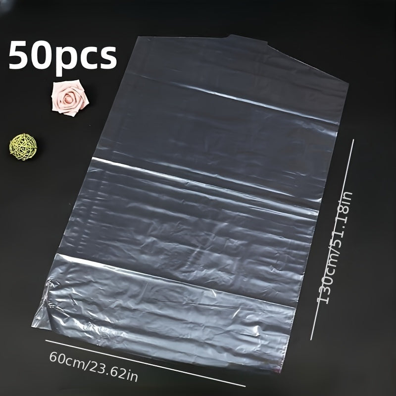 Set of 50 Transparent Garment Storage Bags for Clothes Dresses Suits Coats
