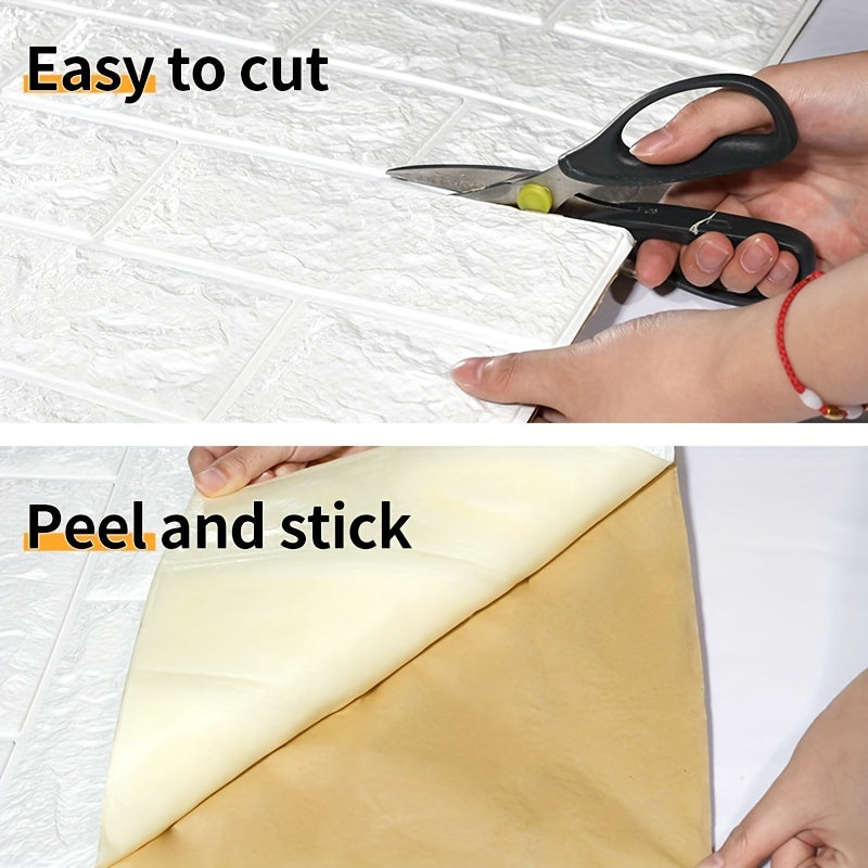 3D Brick Wallpaper Stickers Self-Adhesive Foam Wall Tiles Waterproof Moisture-Proof for Living Room Bedroom Dorm