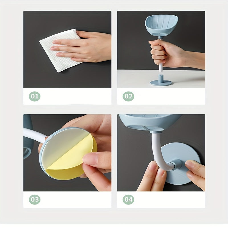 Zinapoyasiz osonlik bilan devorga o'rnatiladigan, hammom uchun mustahkam plastik oval sabun ushlagich.