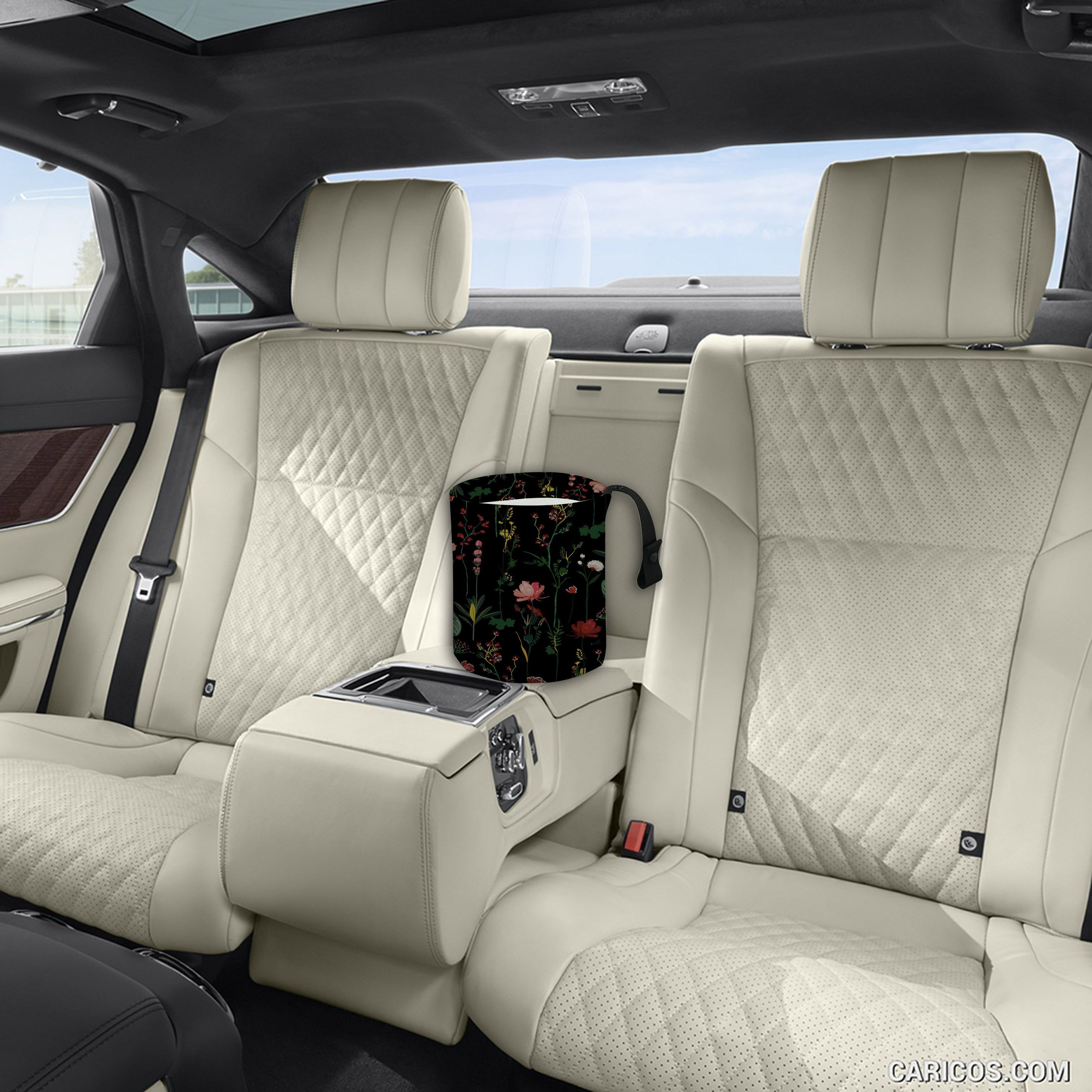 Floral Oil Painting Collapsible Car Trash Can Reusable Auto Organizer