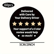 Set of 60 Black Shipping Labels for Delivery Drivers and Gift Wrapping