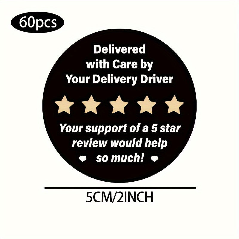 Set of 60 Black Shipping Labels for Delivery Drivers and Gift Wrapping