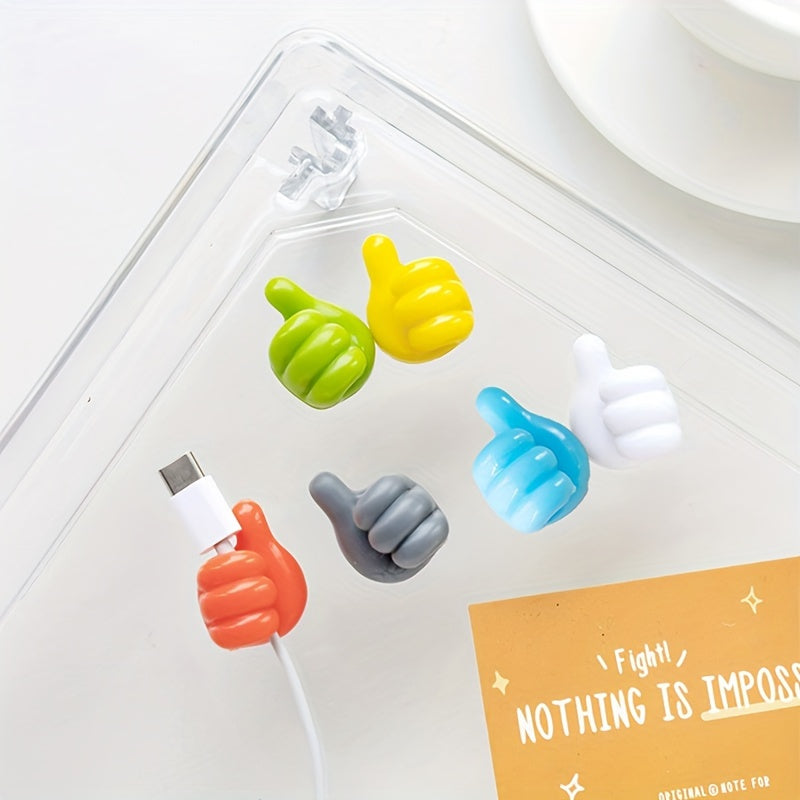 10 Hand-Shaped Rubber Cable Organizer Hooks Set in Random Colors