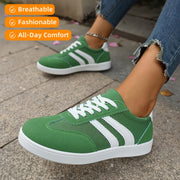 Women'S Lightweight Casual Sneakers – Breathable Orange White Low-Top Lace-Up Skate Shoes