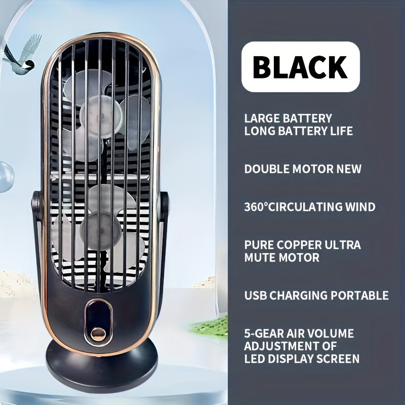 Portable Mini Desk Fan 5-Speed Personal Cooling Fan for Home Office