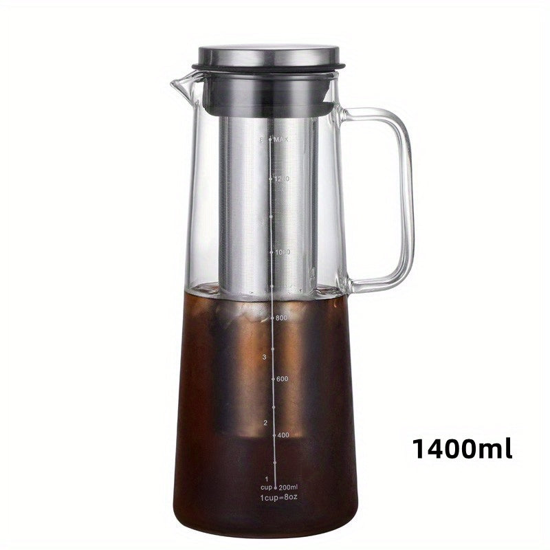 Tetera de vidrio para café Cold Brew con filtro, cafetera para café helado