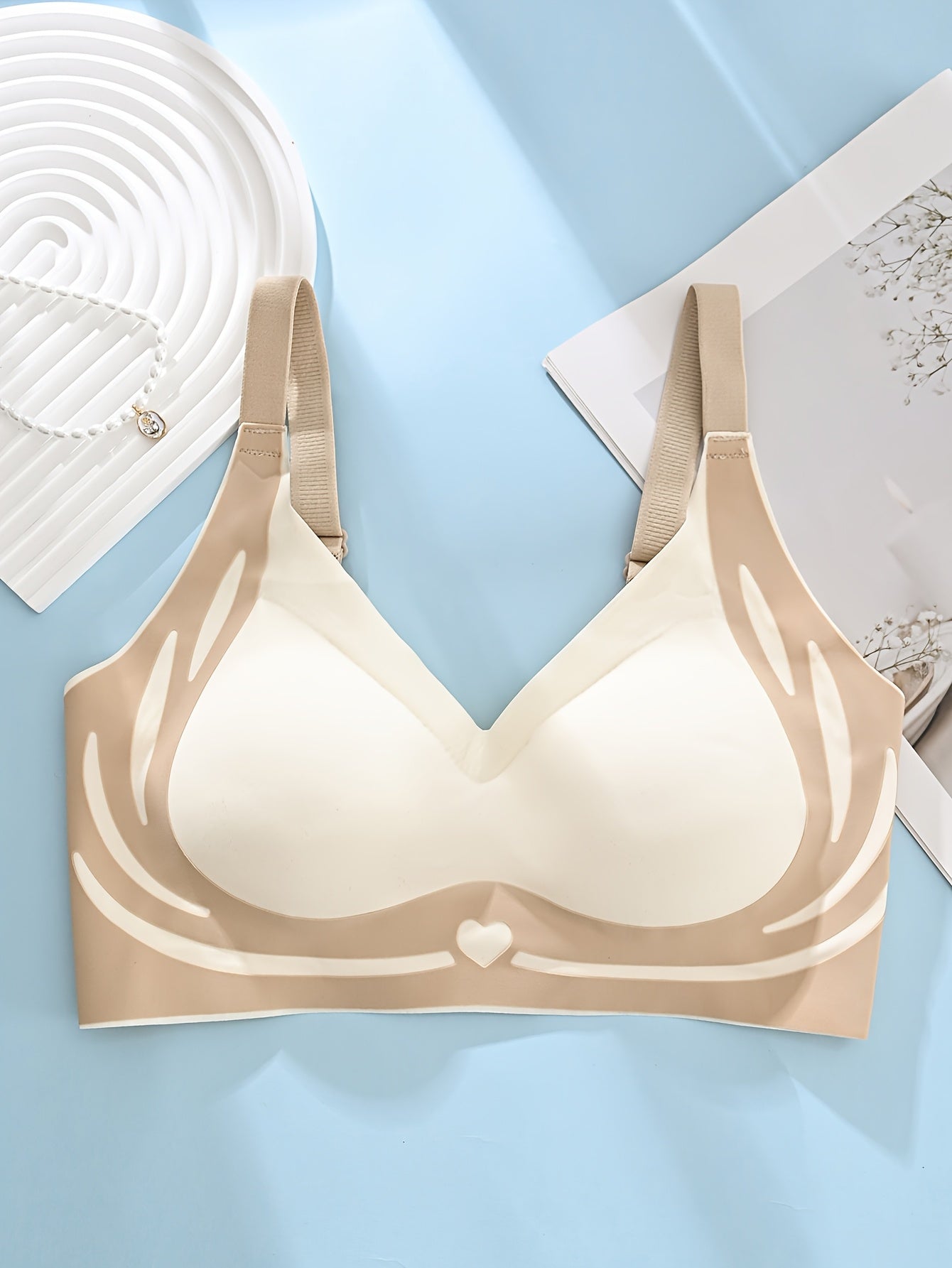 Women Seamless Geometric Pattern Bra Set with Removable Pads For Yoga Running