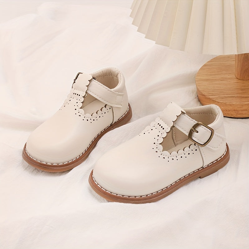 Girls' Mary Jane Shoes Low Top Solid PU Rubber Block Heel for Young Princesses