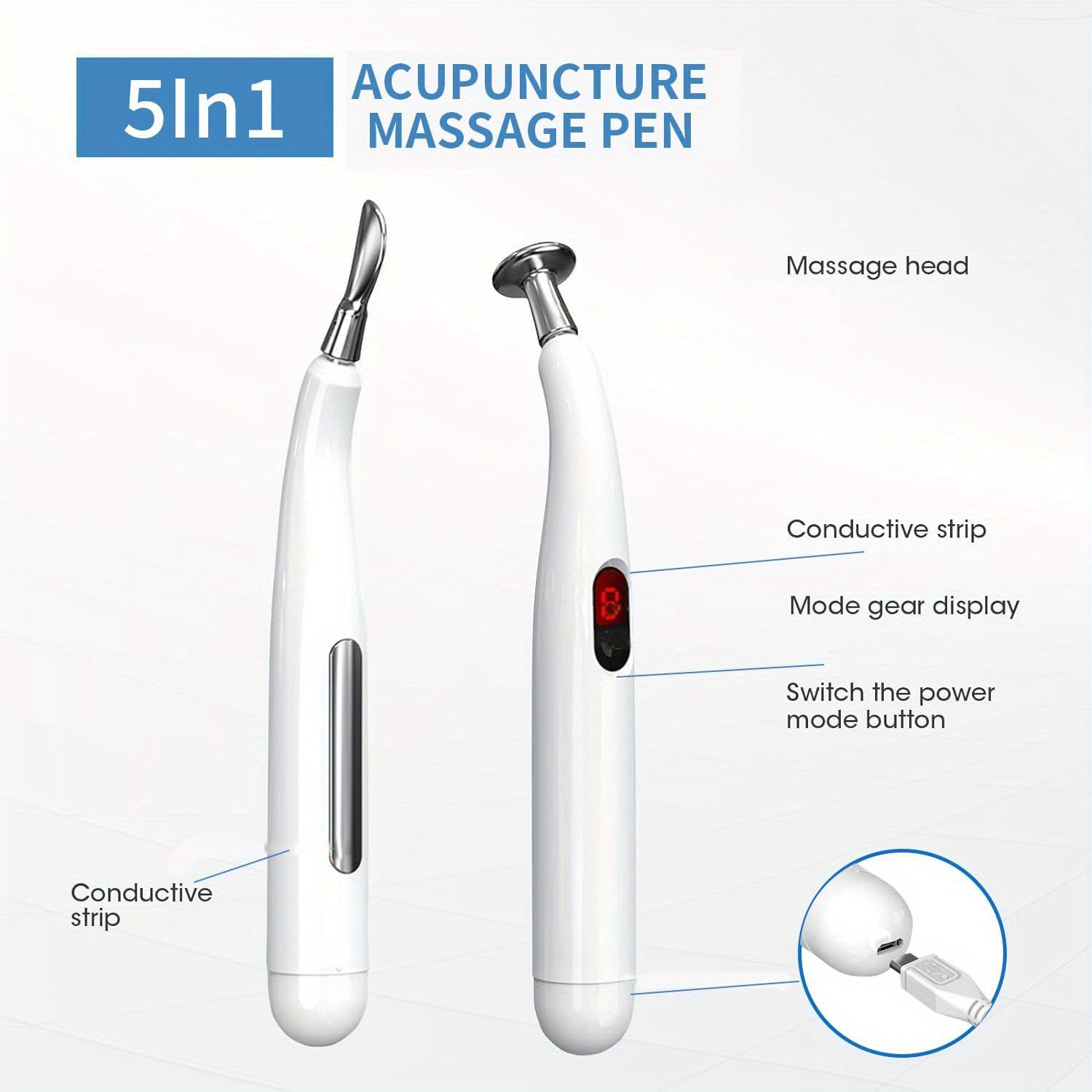 Electric Massage Pen with Rechargeable Lithium Battery, Adjustable Intensity for Back Neck Waist