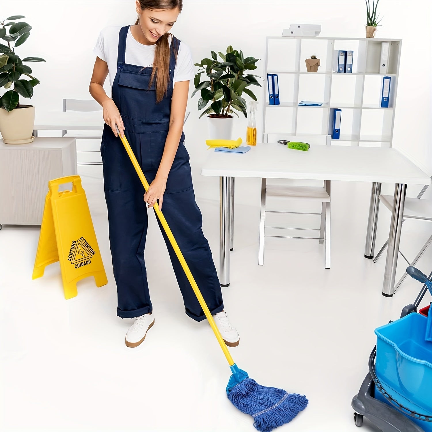 5 Pack Heavy Duty Cotton Blend Mop Replacement Heads for Commercial Cleaning