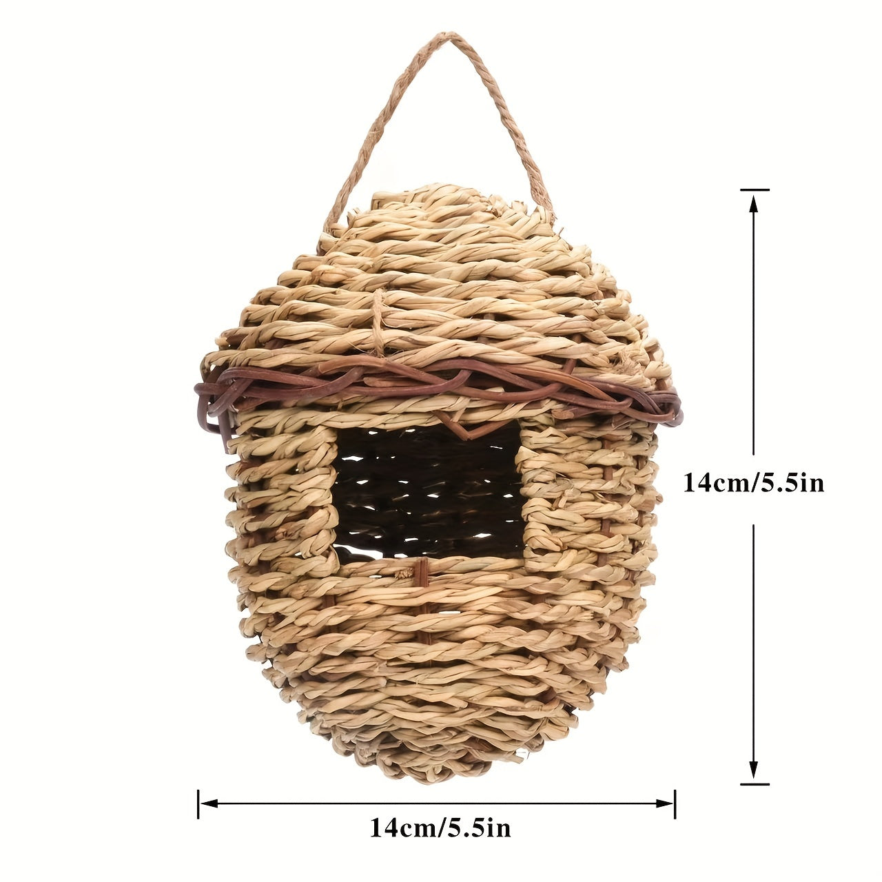 Handmade Rattan Birdhouse for Outdoor Birds in Natural Seagrass Design