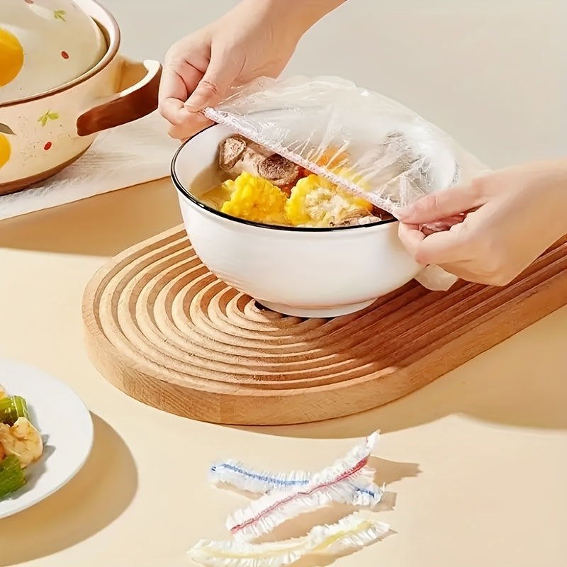 100 Pieces Reusable Elastic Food Covers Stretchable Plastic Protectors for Bowls and Plates