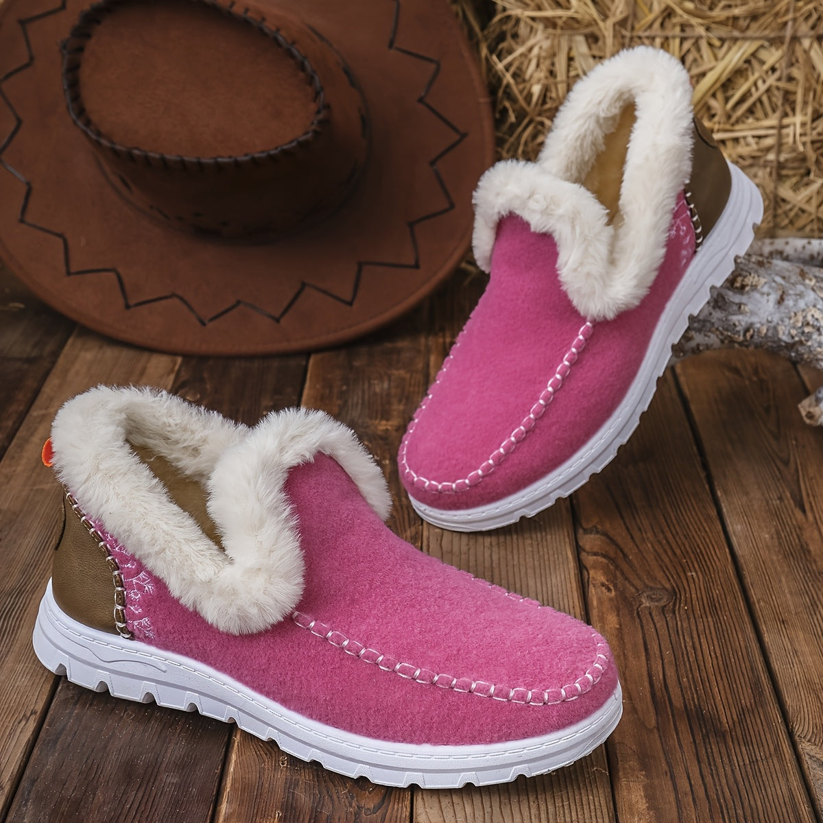 Women's Fleece-Lined Slip-On Casual Shoes Dark Blue Indoor Outdoor