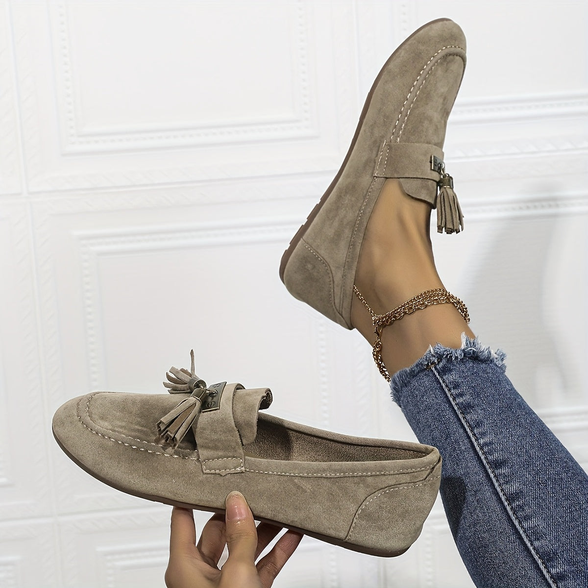 Women’s Retro Flat Loafers with Bow, Breathable Fabric, Soft Sole