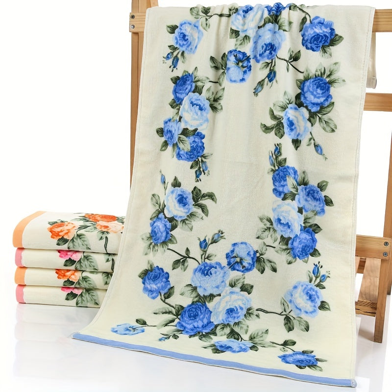 Floral Pattern Cotton Hand Towels Soft Absorbent Bathroom 73x34cm