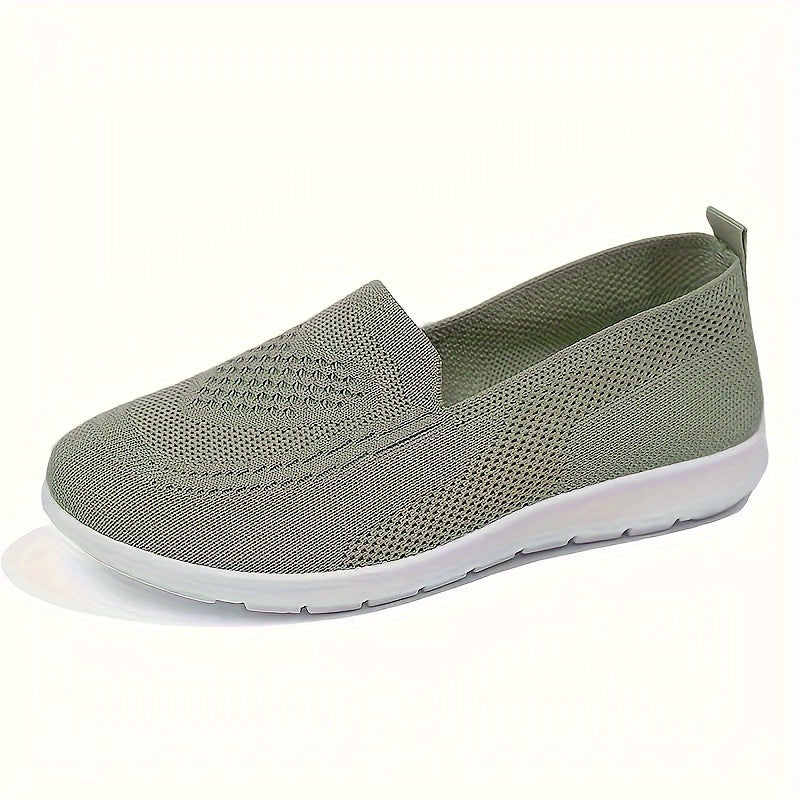 Women's Knit Sneakers - Lightweight Slip-On Breathable Mesh Gray