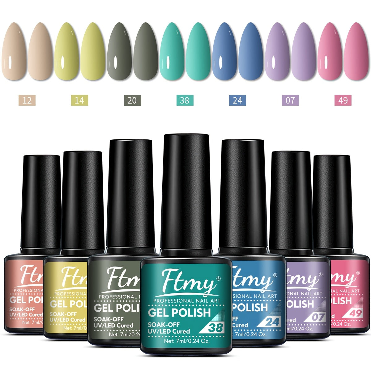 7-Piece Nail Gel Polish Set Long-Lasting UV Color Glitter Sparkling Manicure