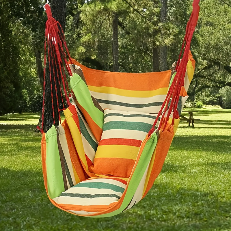 Durable Portable Hammock Chair with Striped Fabric for Outdoor Camping and Indoor Use