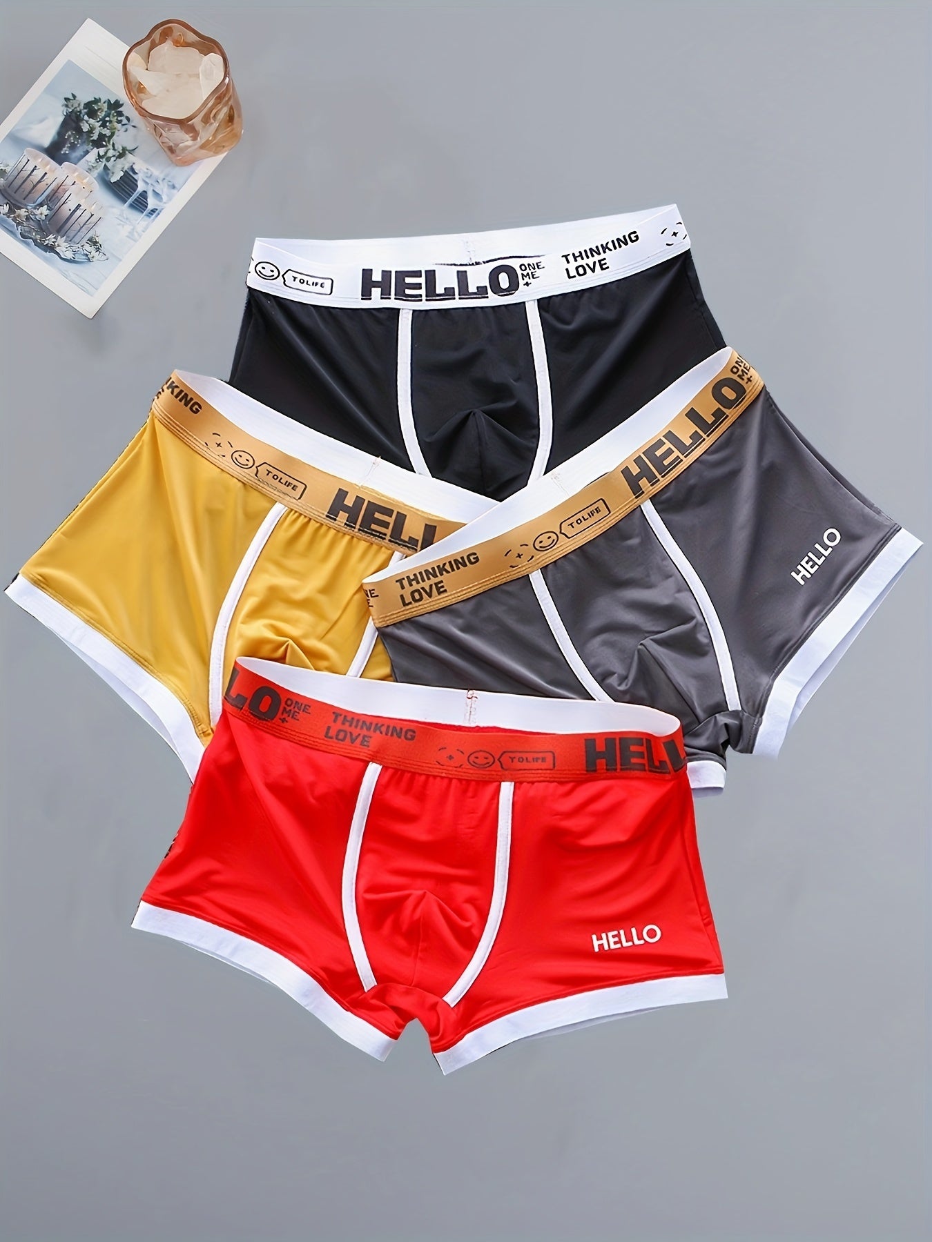 Men's Boxer Briefs Breathable Polyamide Elastane Alphabet Pattern Medium Stretch