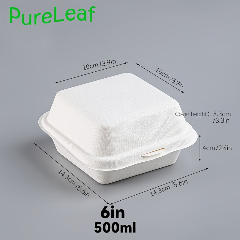 Ekologik toza bug'doy donasi qog'oz tushlik qutilari, 5, 15, 30, 50 ta, sendvichlar, salatlar va shirinliklar uchun