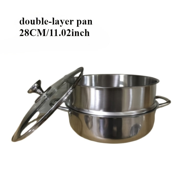 Olla de acero inoxidable con superficie antiadherente, doble boiler, gran capacidad