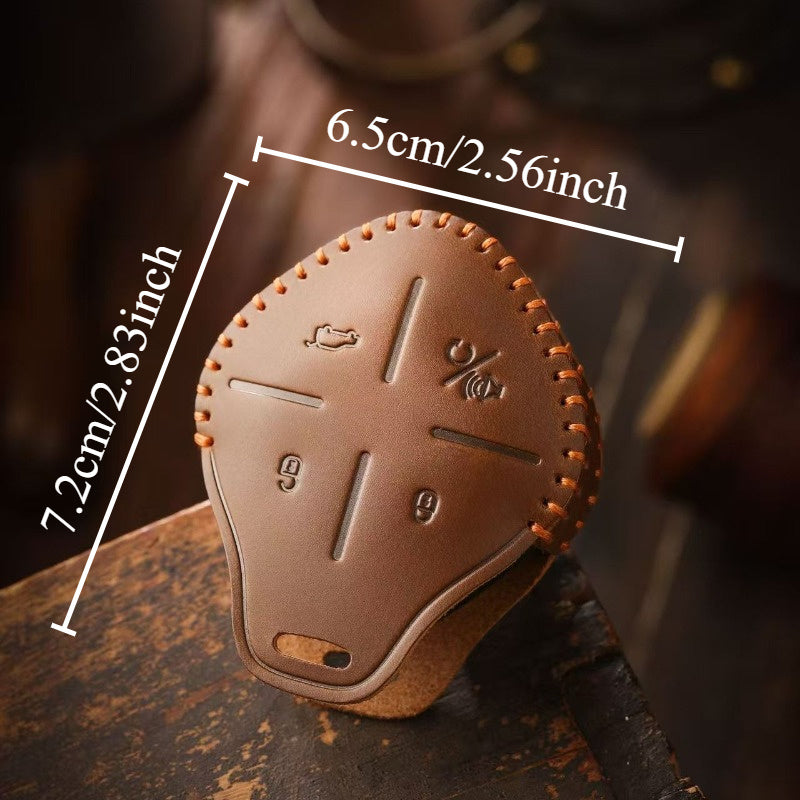 Car Remote Key Fob Cover Leather Case with Keyring for Car Protection