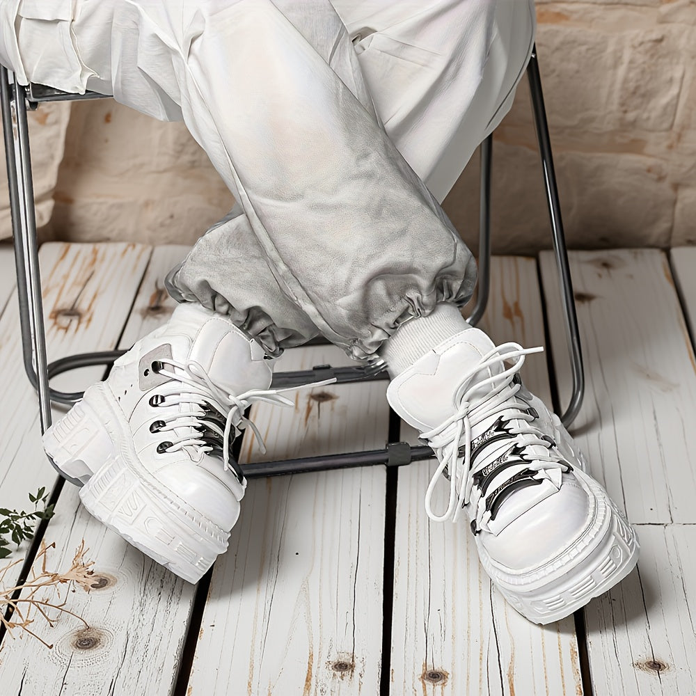 Ayollar uchun Punk Y2K tizzaboti, qalin EVA taglik va metall aktsentlar bilan