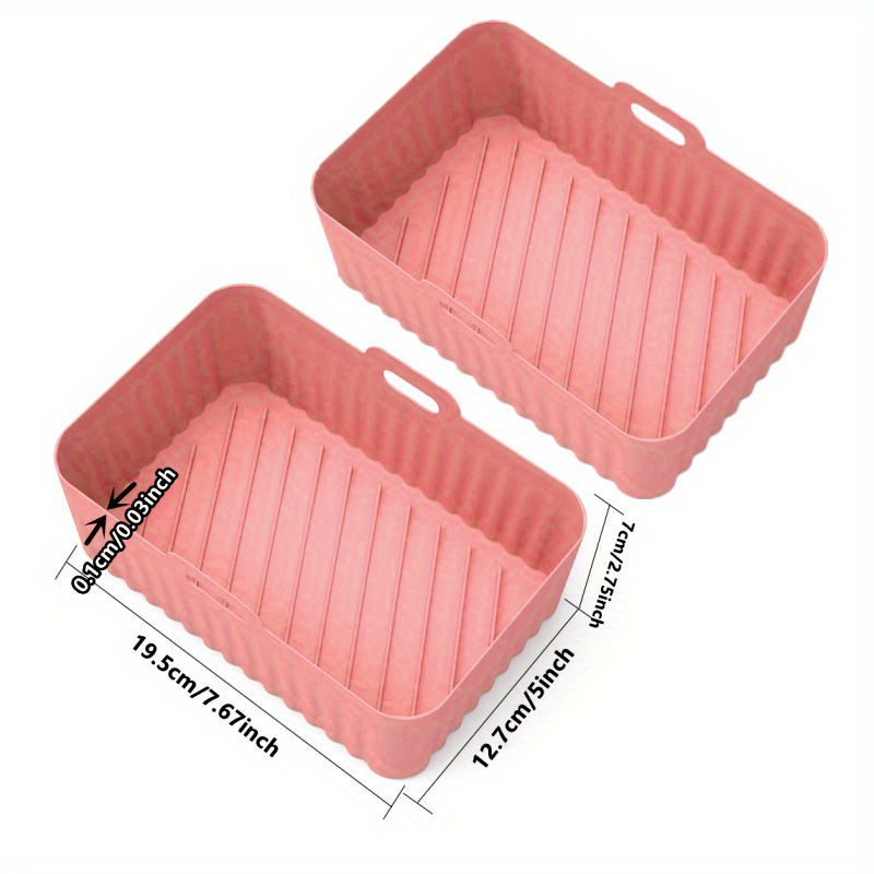 1/2 dona kvadrat havo fritüri silikon qozon oven pishirish panjara uchun, o'lchami 19.48cm x 12.7cm x 6.99cm.