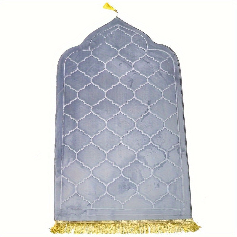 Flannel Prayer Mat Non-Slip Portable Solid Color Embossed for Eid Worship