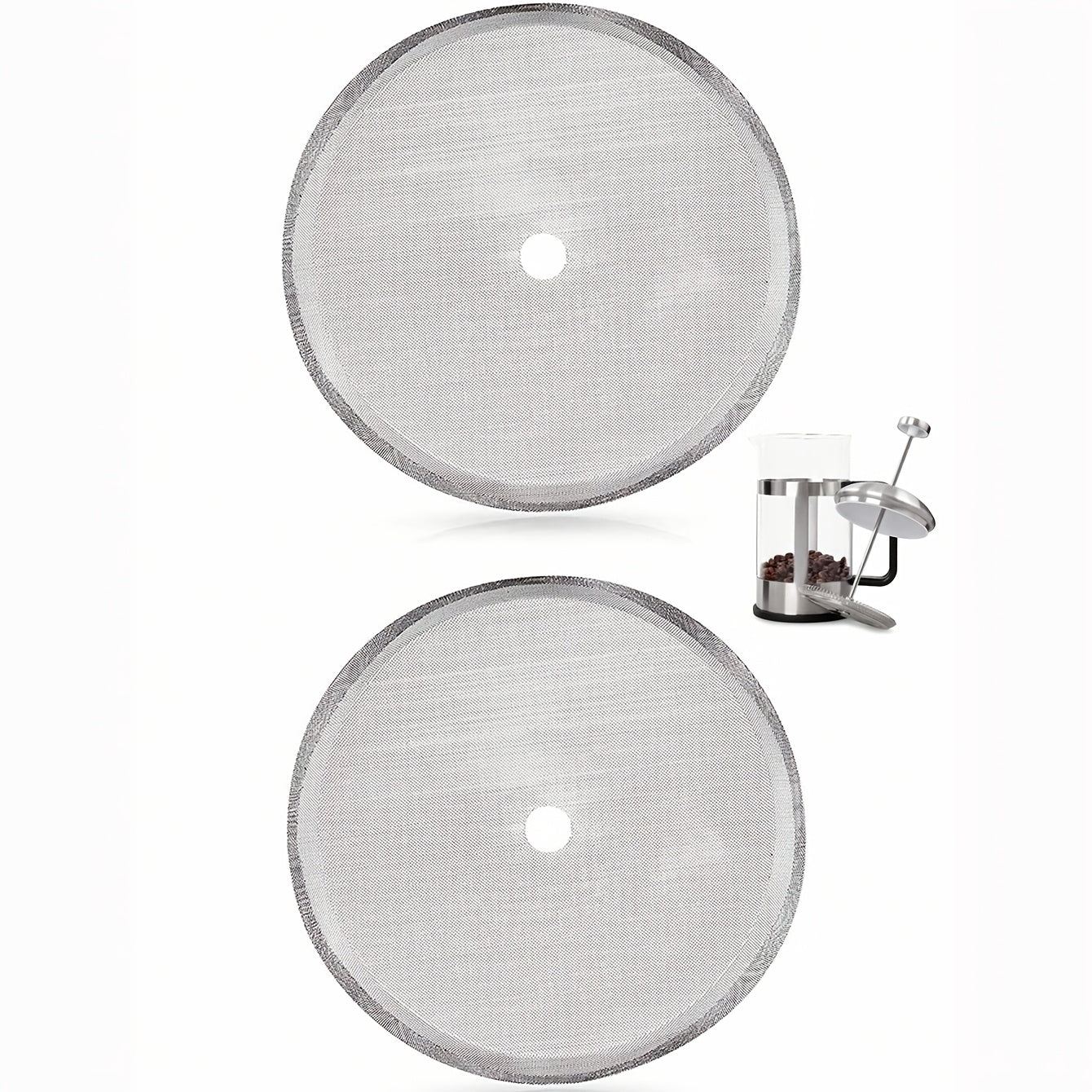 Two Pieces Stainless Steel French Press Filters for 350/700/1000ml Coffee Tea Makers
