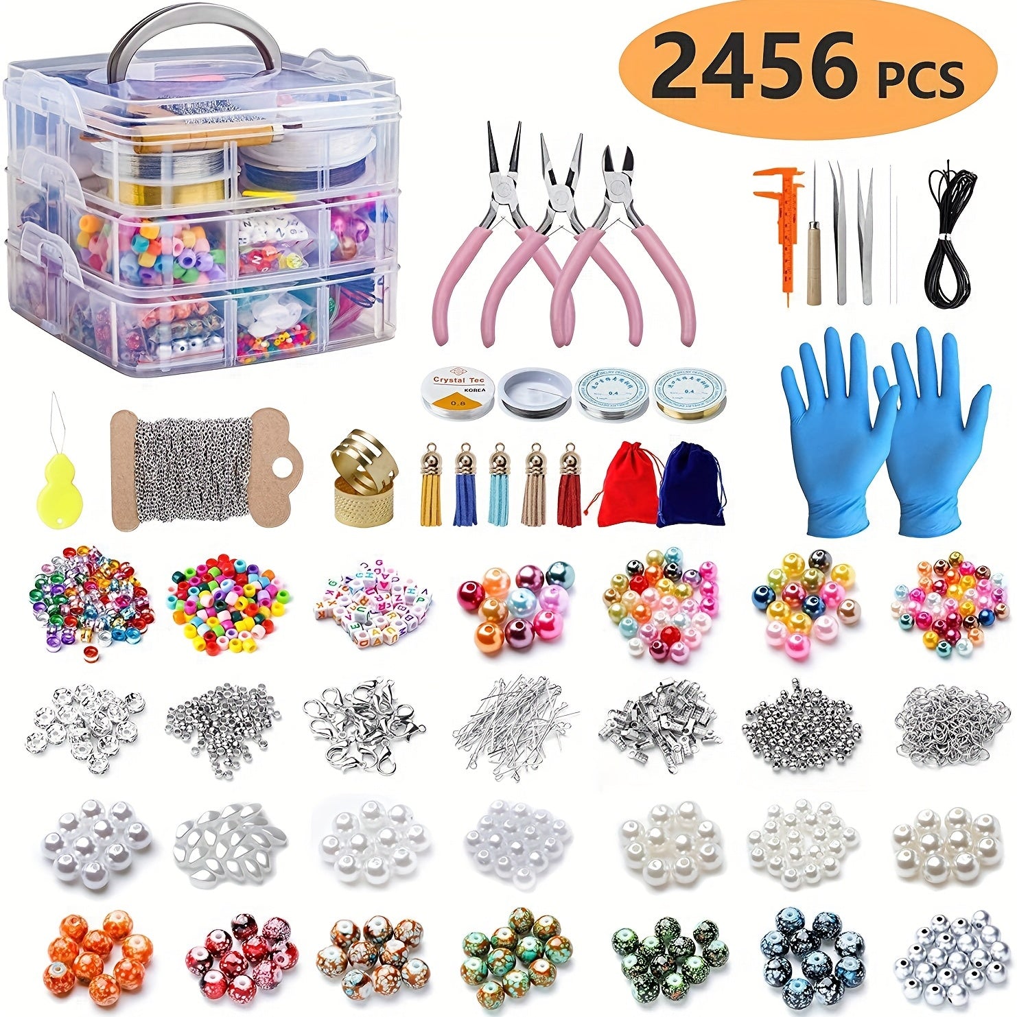 Beaded Jewelry Making Supplies Set for DIY Bracelets Necklaces and Earrings with Storage Box