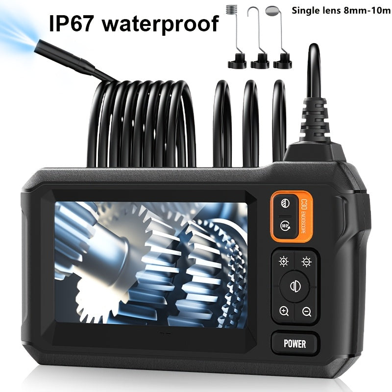 Inskam endoskopi, 4.3" IPS LCD ekran, 8mm bitta linza, qayta zaryadlanadigan 18650 seriyali batareya, USB zaryadlash - avtomobil, quvurlar, havo konditsionerlari ta'miri, diagnostika uchun ideal.|Foydalanuvchi uchun qulay