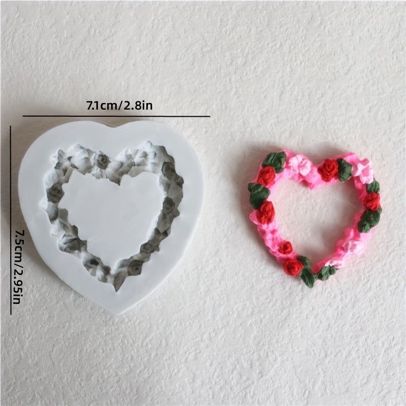 Kek bezash uchun silikon qolip - Nafis atirgul, yurak va barg dizayni bilan - Fondant, shakar san'ati va rezina hunarmandchilik uchun mukammal. Bardoshli silikon materialidan tayyorlangan, batafsil gullar naqshlari bilan. Kek bezash uchun ideal material.