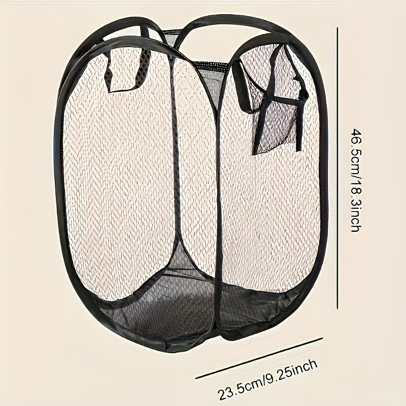 Extra-Large Mesh Laundry Hamper with Handles Portable Storage for Clothes Black