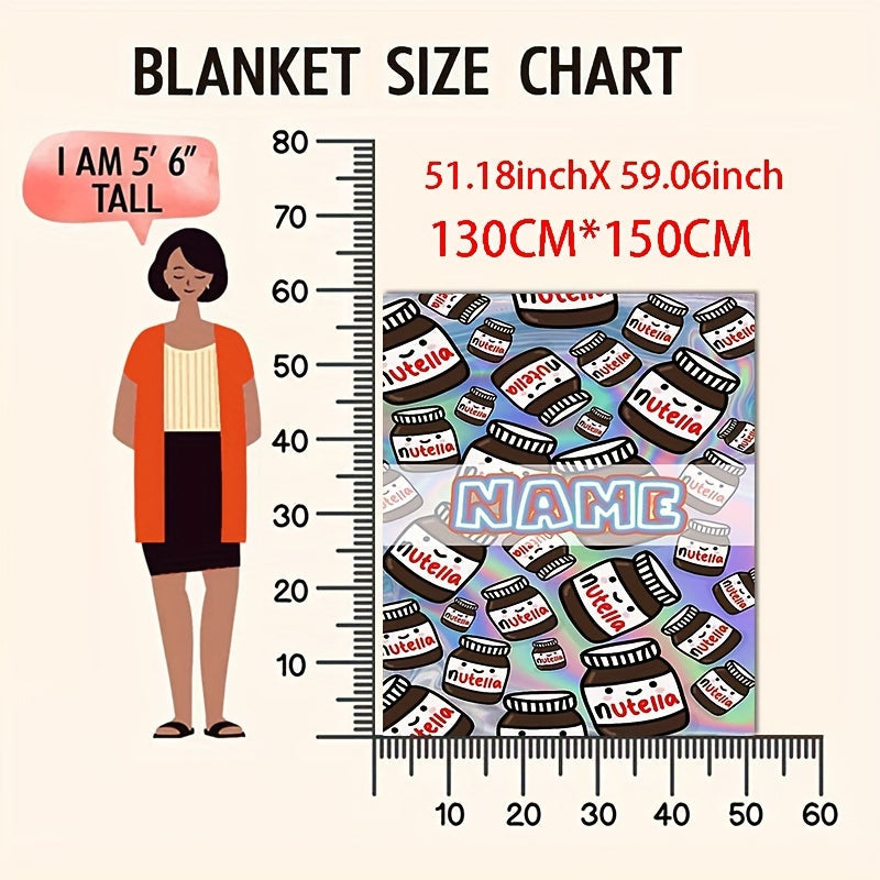 Manta de felpa personalizada con diseño inspirado en Nutella, acogedora, para todas las estaciones, tejido de punto, para cama, sofá y viajes